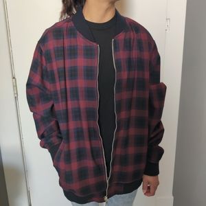 Topman plaid bomber style zip up jacket